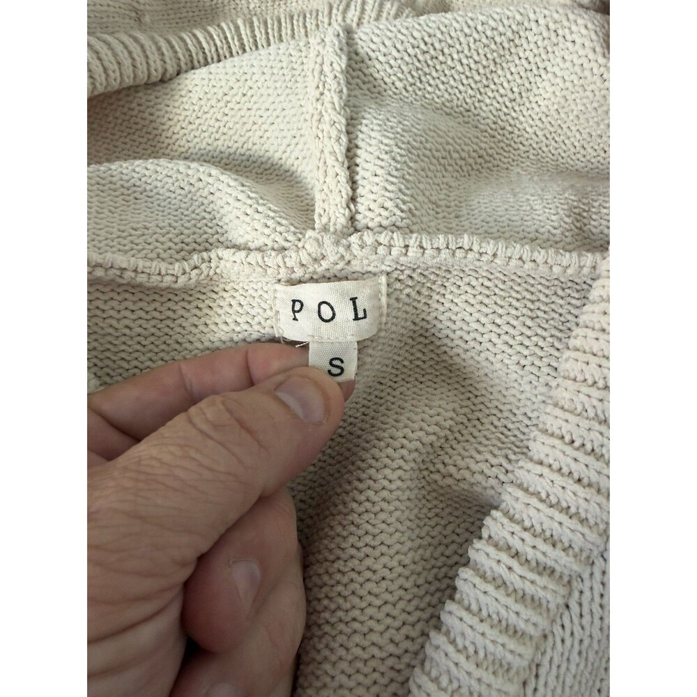 POL Hoodie Sweater Stars Womens Small Cream Pullover distressed Boho oversized - Picture 4 of 7